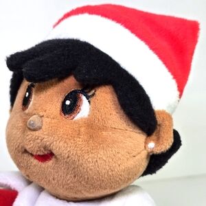 The Elf On The Shelf Plushee Pals Girl Dark Skin Brown Eyes Snowflake Skirt 14”